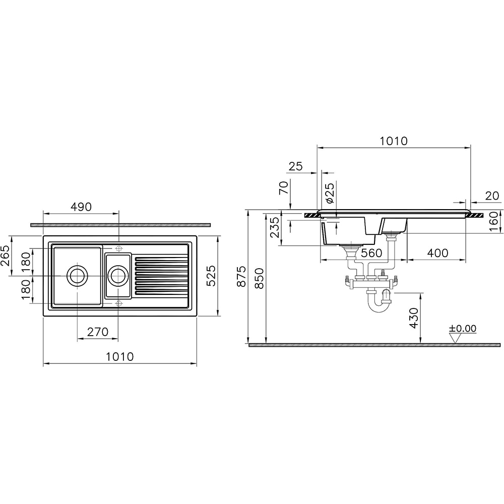 Chiuveta bucatarie Cooke & Lewis Burbank, 1 1/2 cuve, picurator reversibil, ceramica, alb