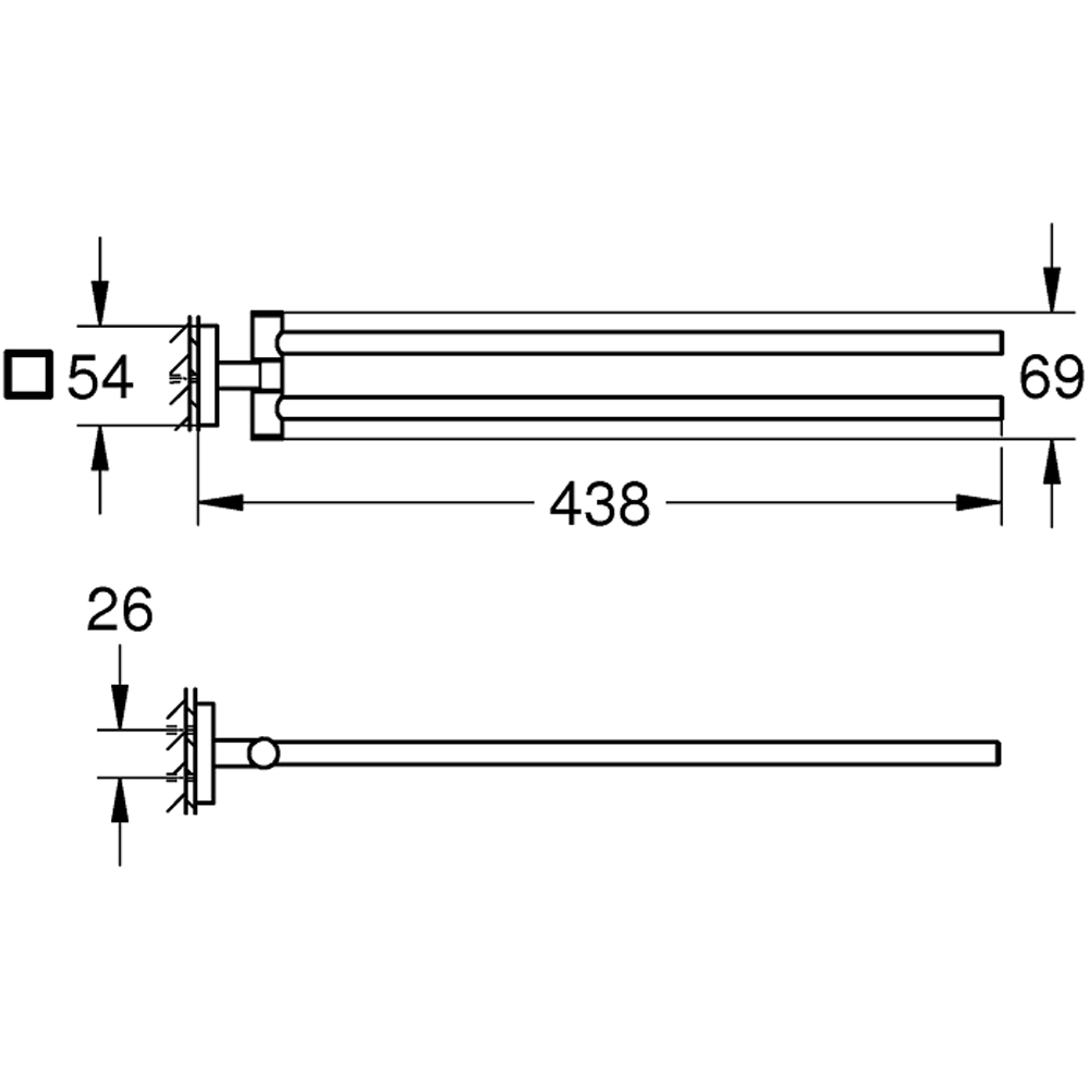 Suport prosop tip bara GROHE Start Cube 409762430, 44 cm, metal, negru