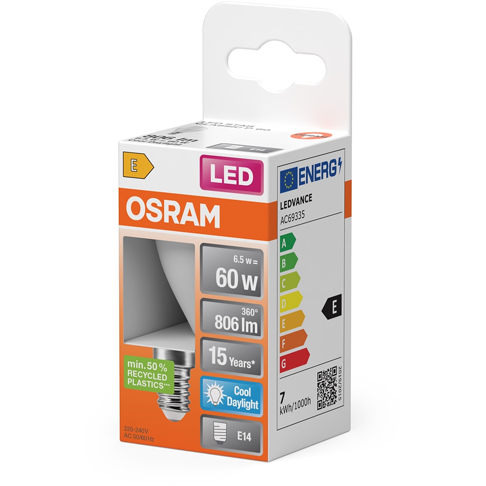 Bec LED OSRAM 4099854023125, E14, 6.5W, 806lm, 6500K