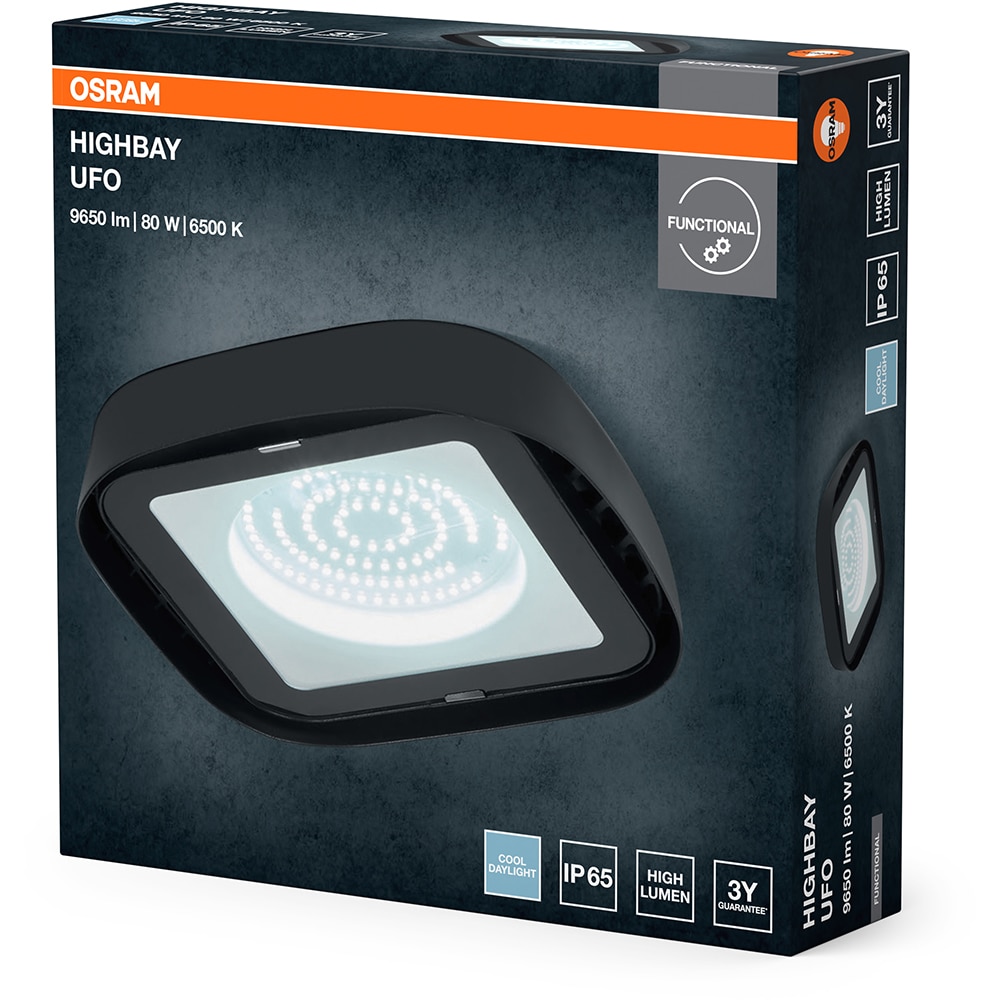 Proiector LED OSRAM Highbay Ufo, 80W, 6500K, IP65, negru