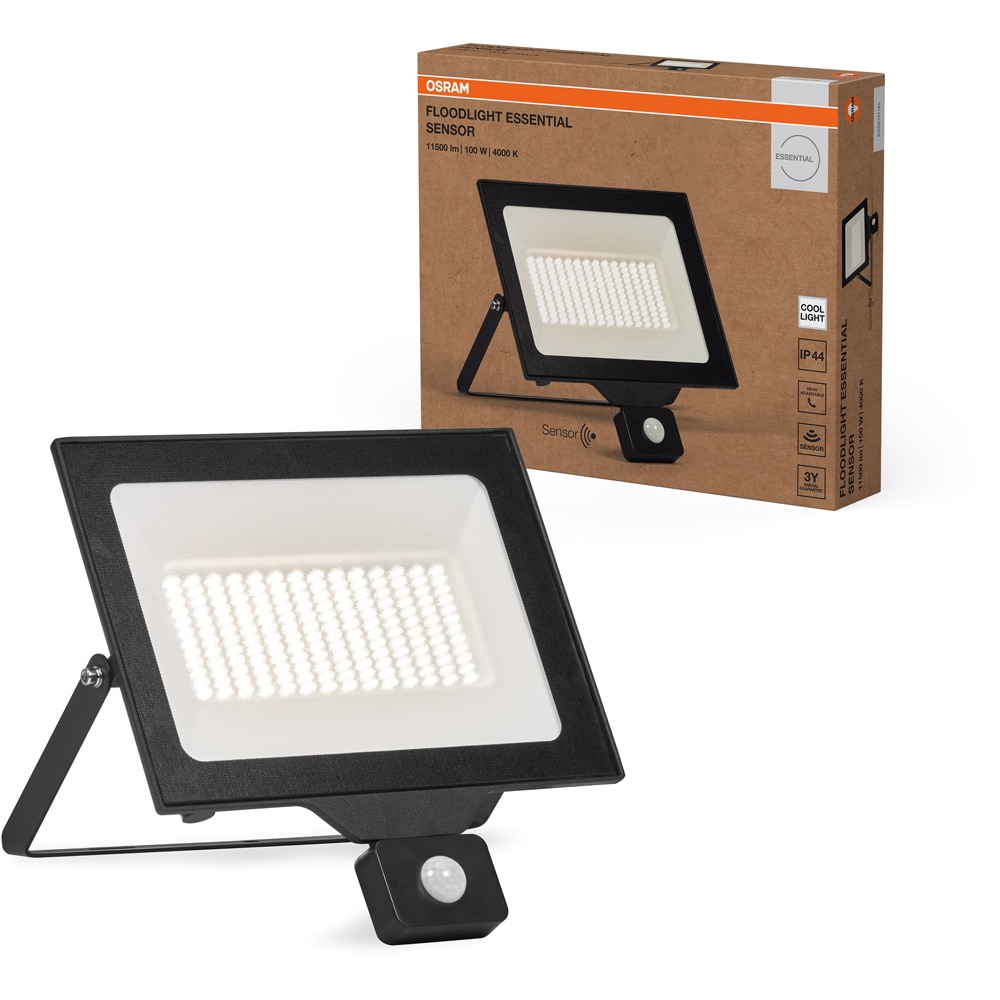 Proiector LED OSRAM, senzor PIR, 100W, 10000lm, 4000K, IP65, Negru