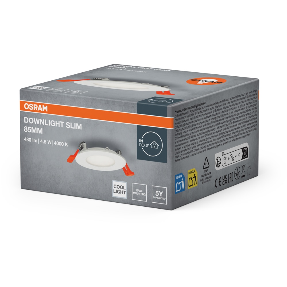 Spot incastrat OSRAM, 4.5W, 240lm, lumina neutra, IP20, alb