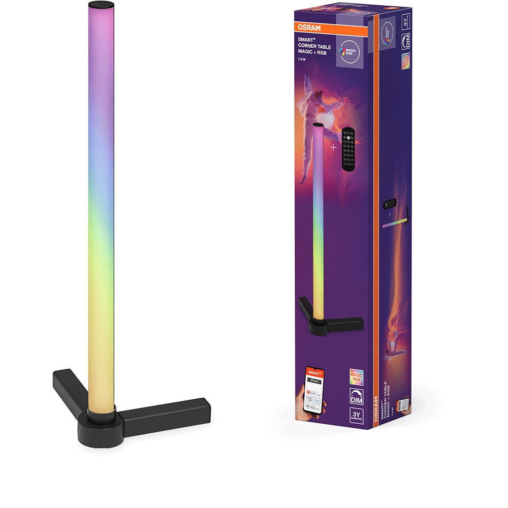 Lampa de podea OSRAM, 7.5W, RGB, Wi-Fi, telecomanda, negru