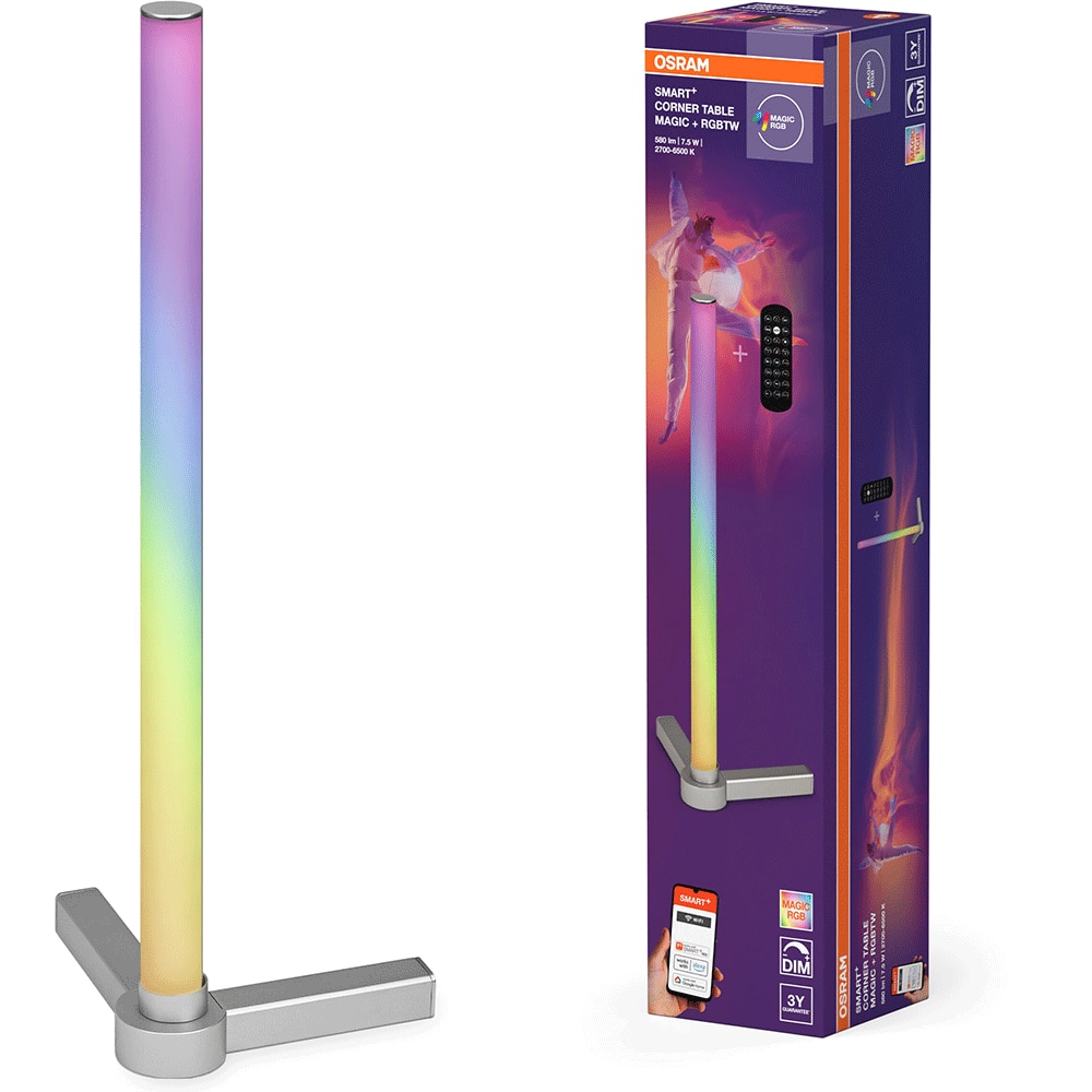 Lampa de podea OSRAM, 7.5W, 580lm, Wi-Fi, telecomanda, argintiu