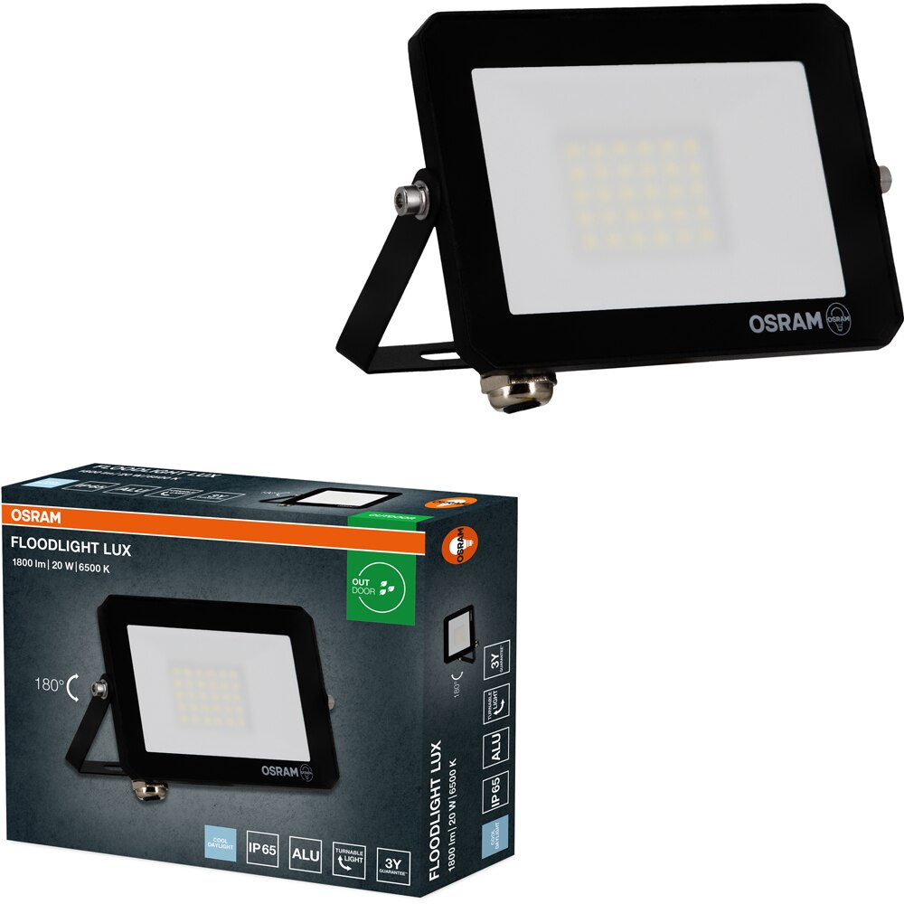 Proiector LED OSRAM Lux, 20W, 6500K, IP65, negru