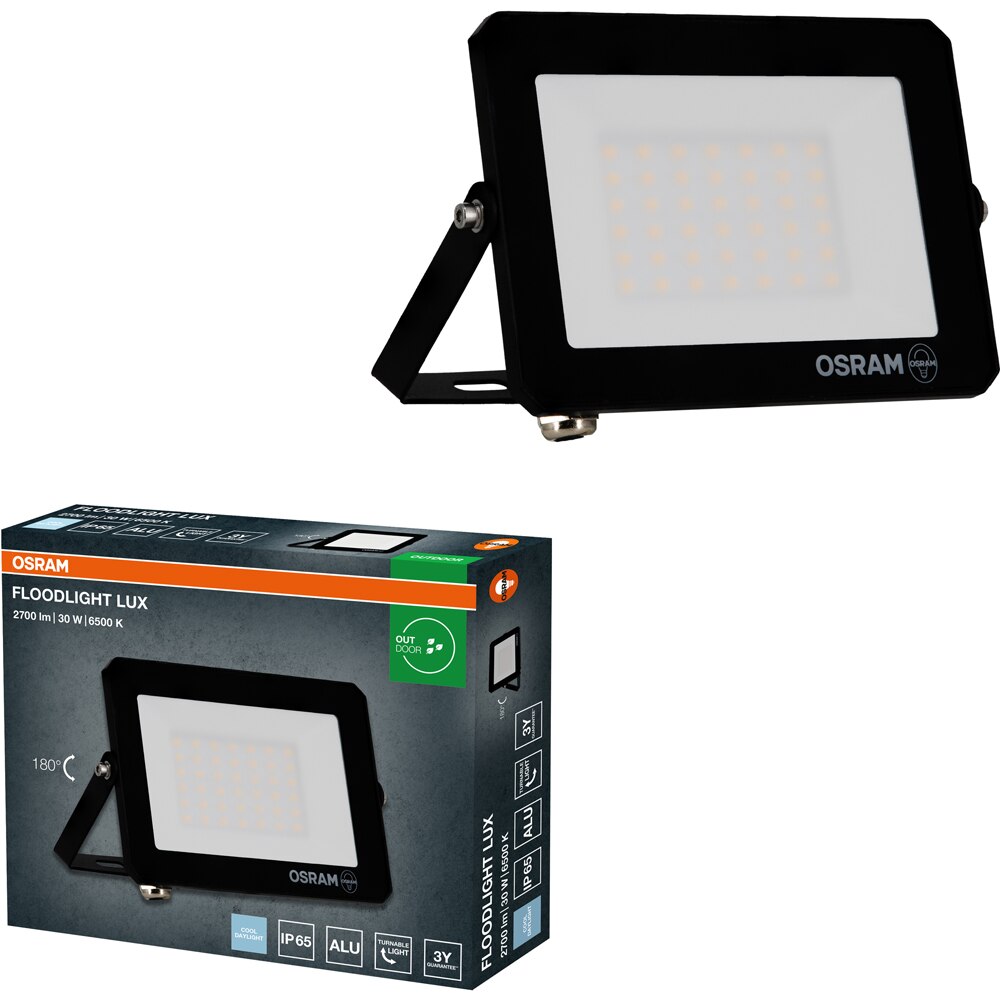 Proiector LED OSRAM Lux, 30W, 6500K, IP65, negru