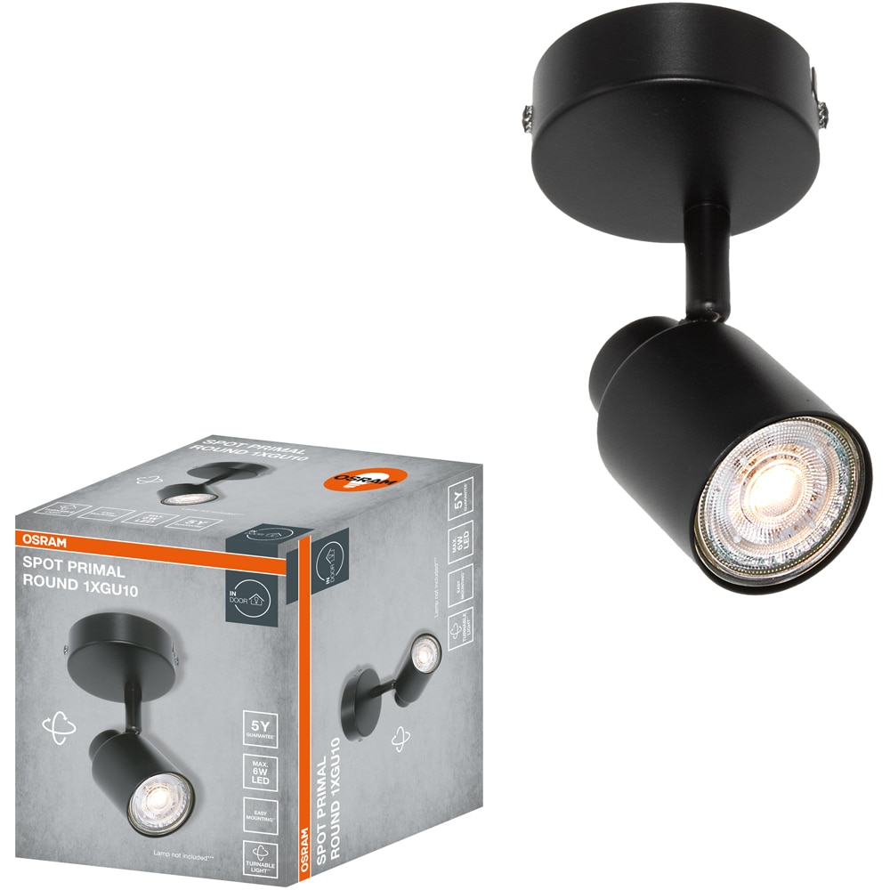 Spot OSRAM Primal, 1 x GU10, 6W, LED, IP20, negru