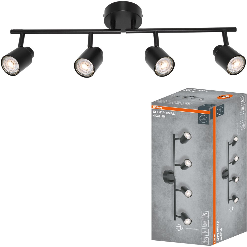 Spot OSRAM Primal, 4 x GU10, 6W, LED, IP20, negru