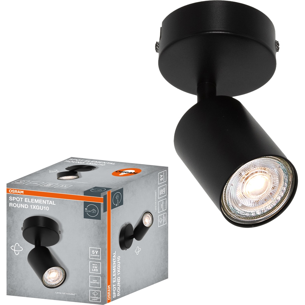 Spot OSRAM Elemental, 1 x GU10 6W, LED IP20, negru