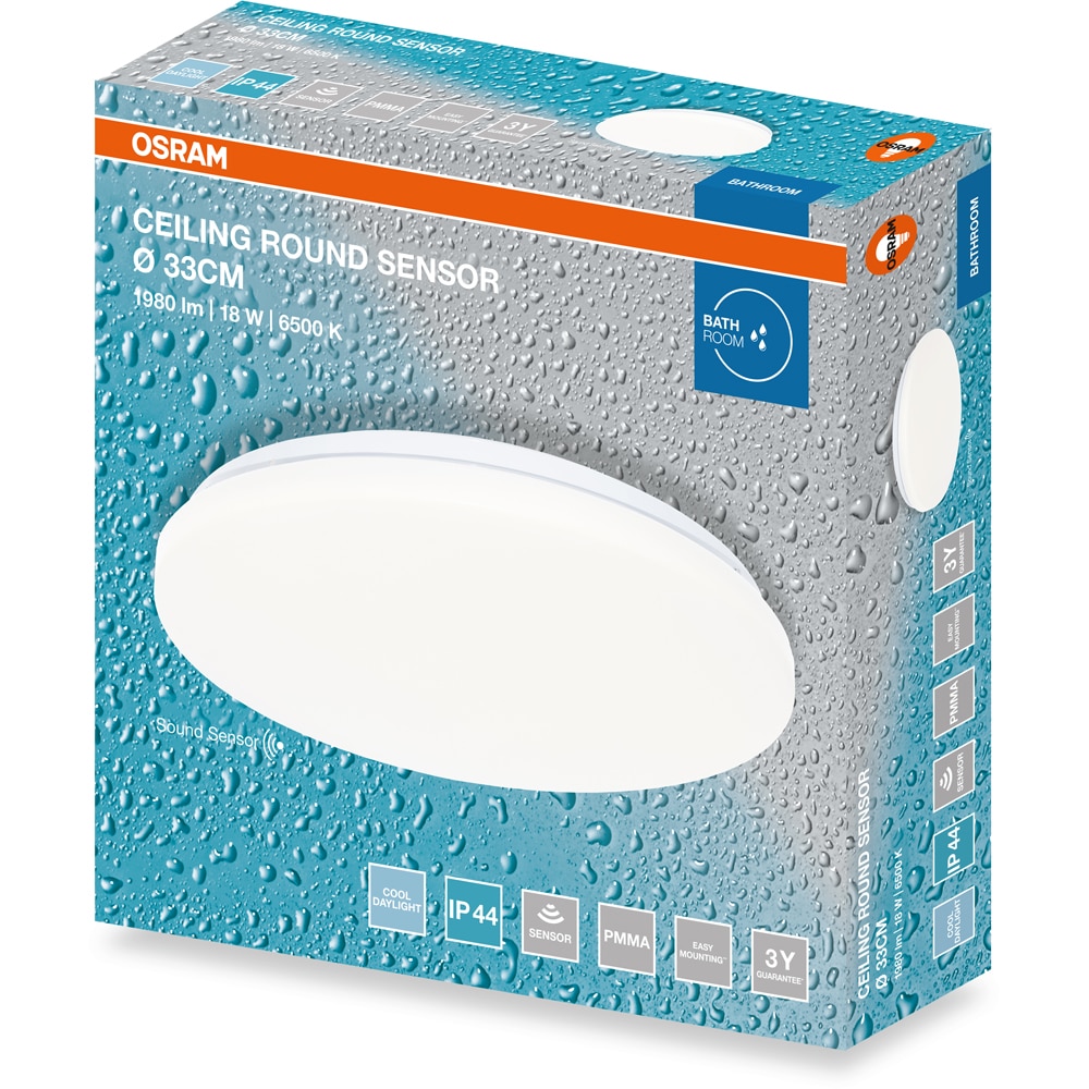 Plafoniera LED OSRAM, 18W, 1440lm, 6500K, IP44, alb