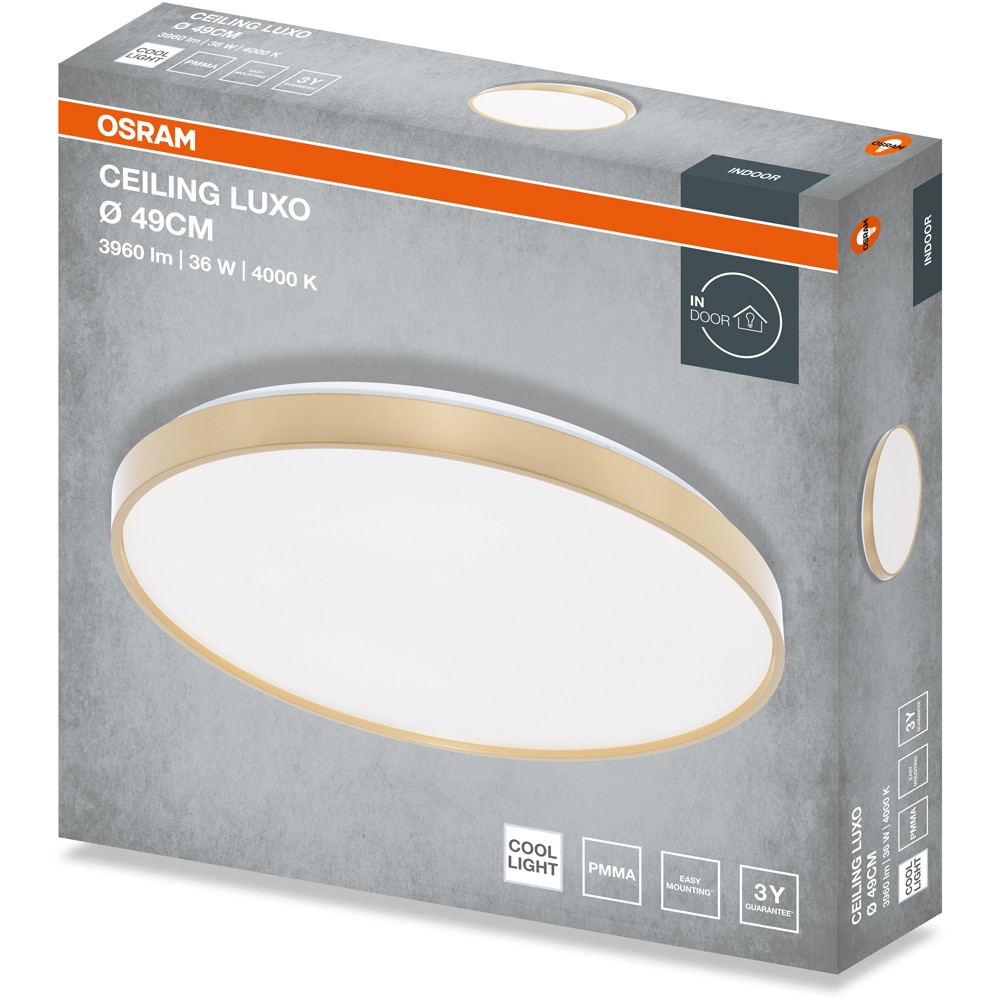 Plafoniera LED OSRAM Luxo, 36W, 1980lm, 4000K, IP20, auriu