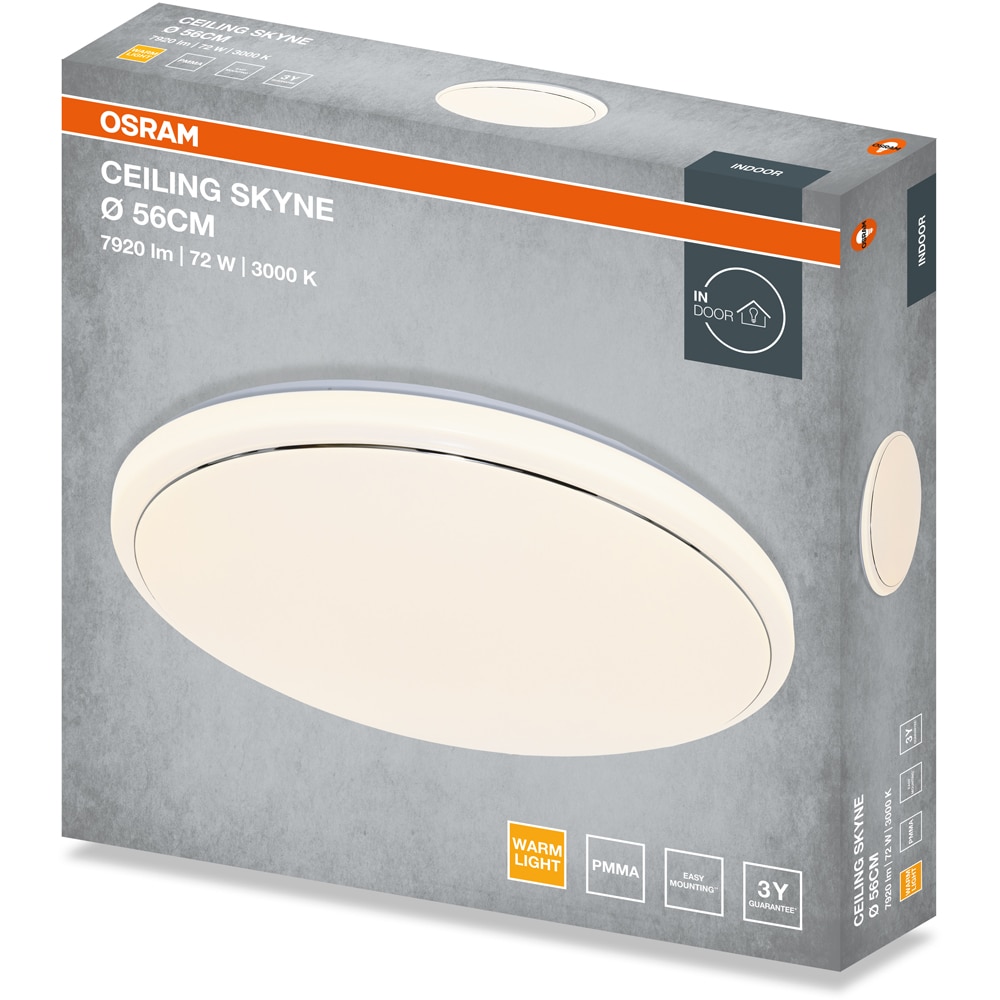 Plafoniera LED OSRAM Skyne, 72W, 5040lm, 3000K, IP20, alb