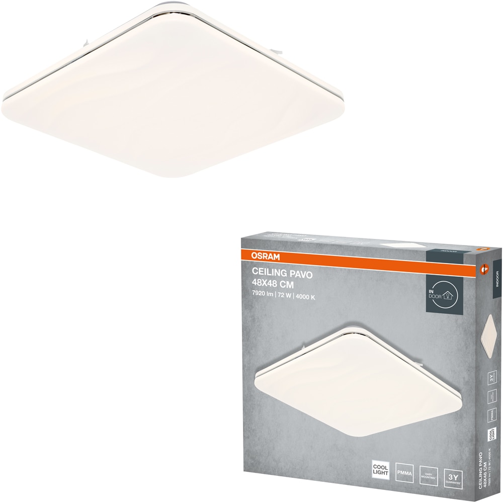 Plafoniera LED OSRAM Pavo SQ, 72W, 5040lm, 4000K, IP20, alb