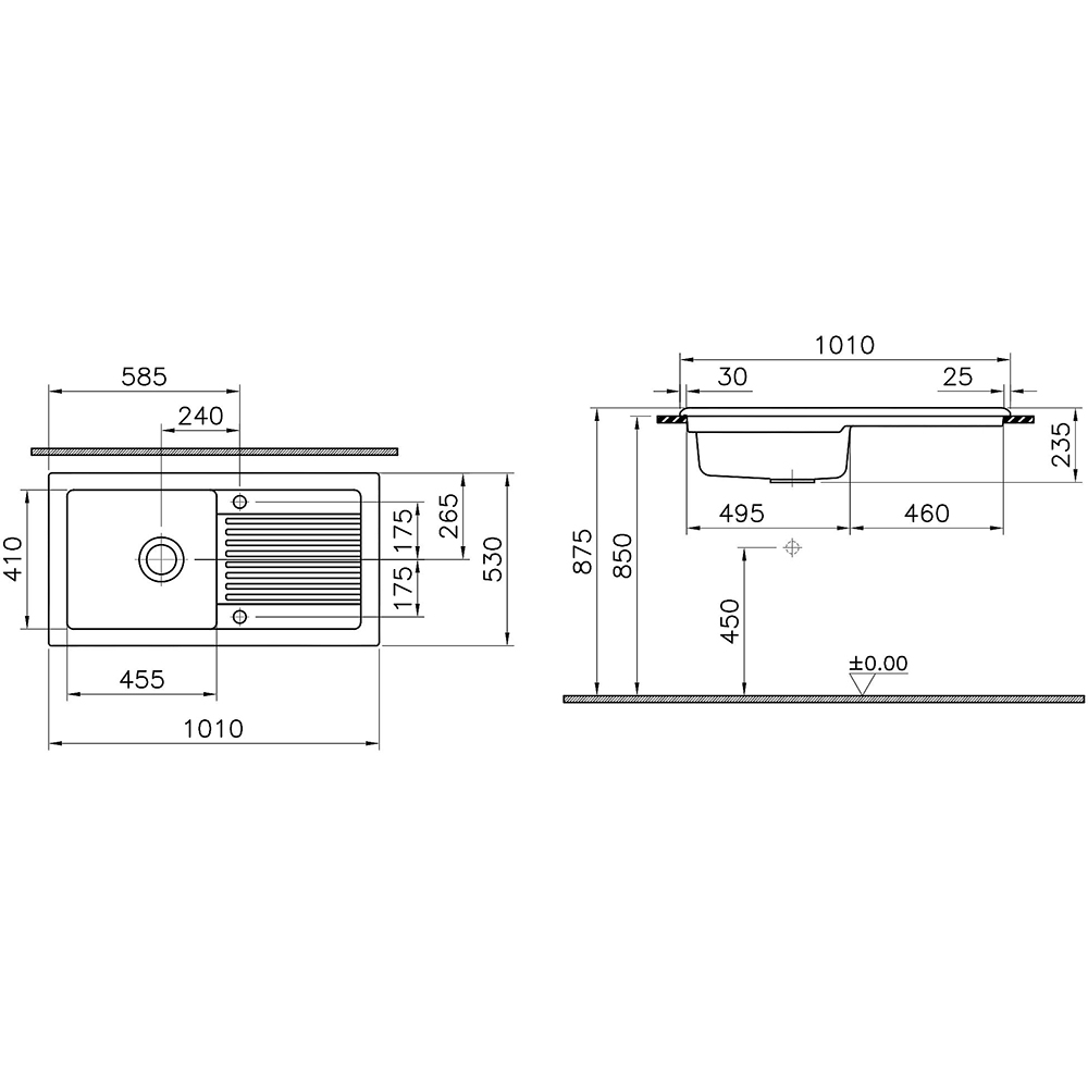 Chiuveta bucatarie Cooke & Lewis Burbank, 1 cuva, picurator reversibil, ceramica, alb
