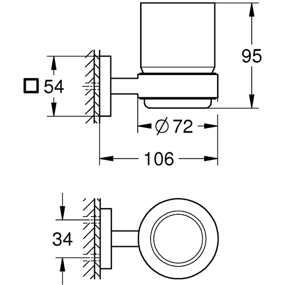 Pahar baie GROHE Start Cube 410972430, metal/sticla, negru
