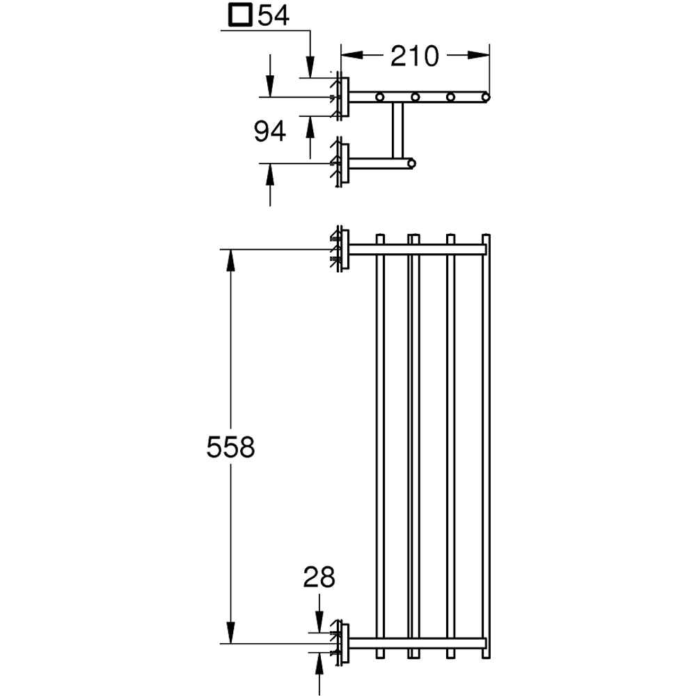 Suport prosop GROHE Start Cube 410992430, 60 cm, metal, negru