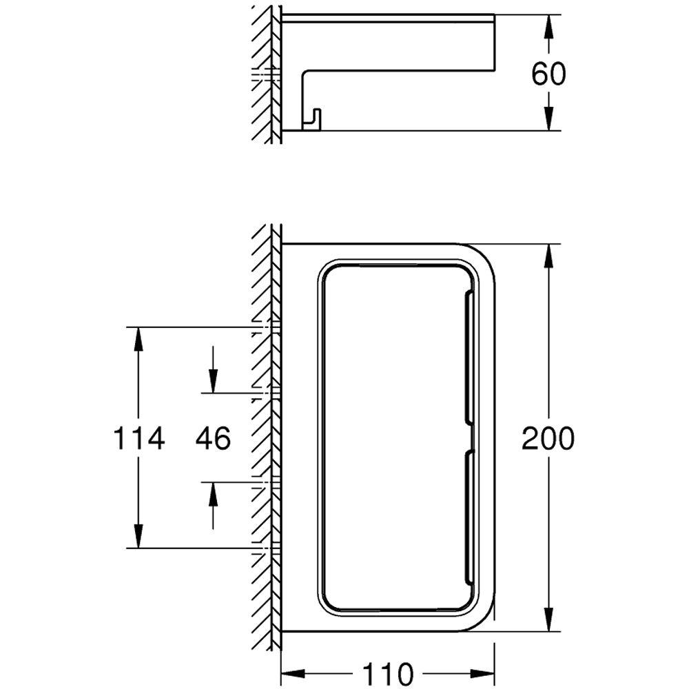 Raft baie GROHE Start Cube 411072430, 200 x 11 cm, negru