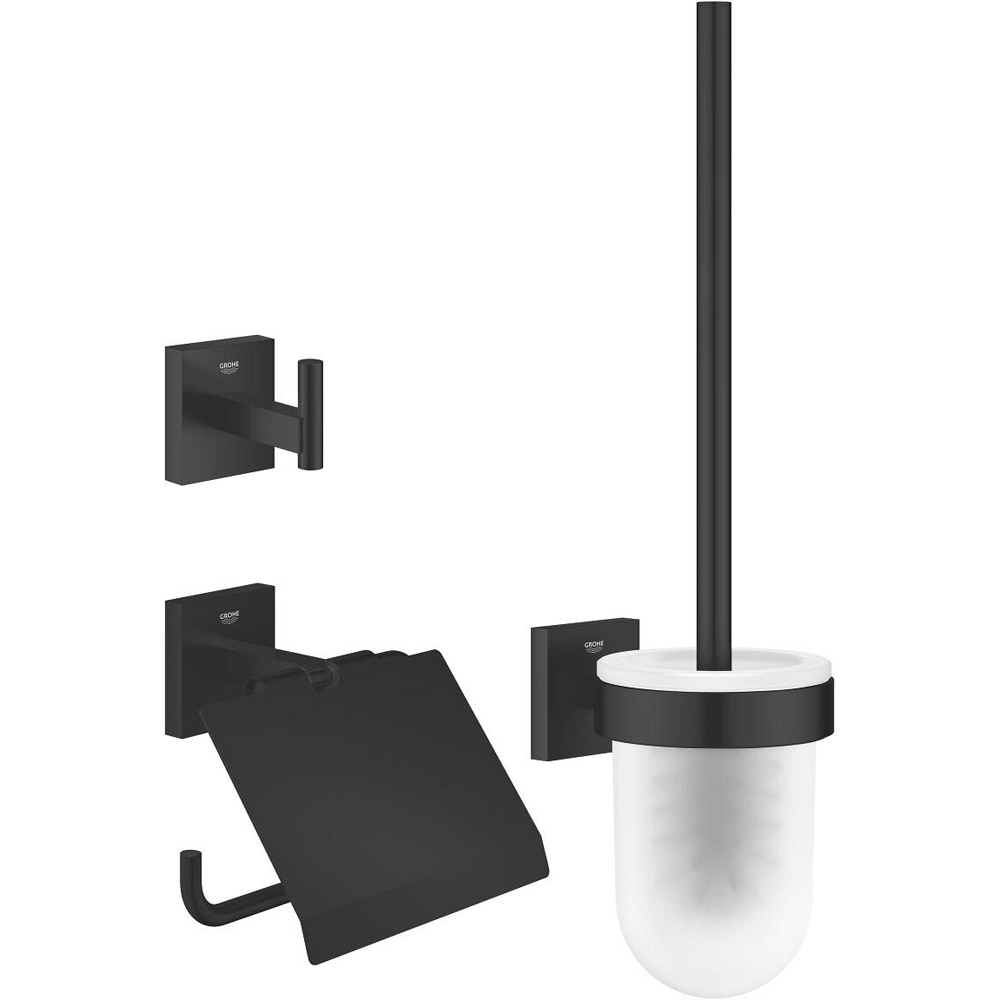 Set accesorii baie 3n1 GROHE Start Cube 411232430, 3 accesorii, negru