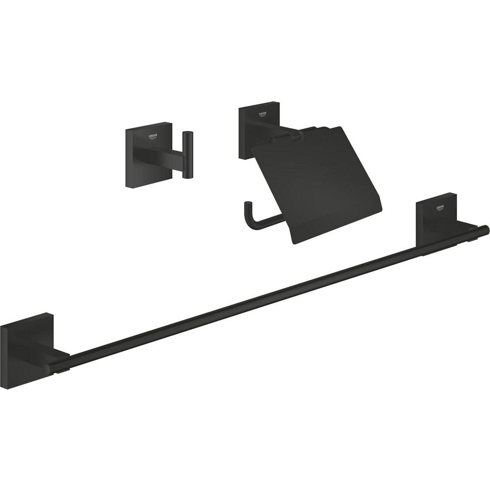Set accesorii baie 3n1 GROHE Start Cube 411242430, 3 accesorii, negru