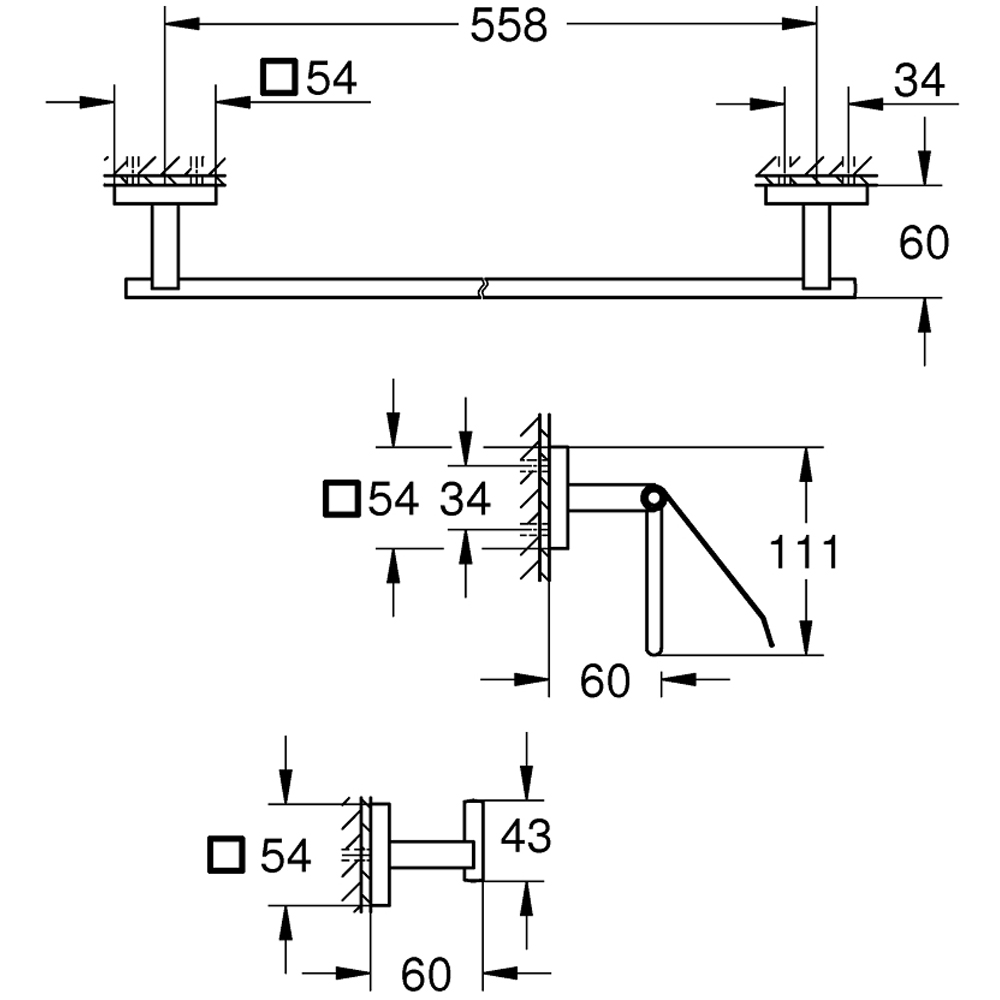 Set accesorii baie 3n1 GROHE Start Cube 411242430, 3 accesorii, negru