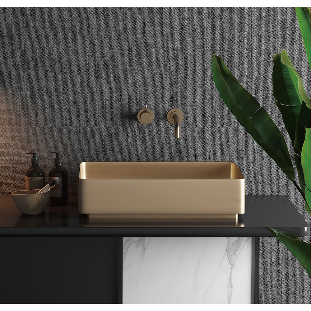 Lavoar pe blat SANDONNA HD4040, inox, 44 x 44 cm, auriu