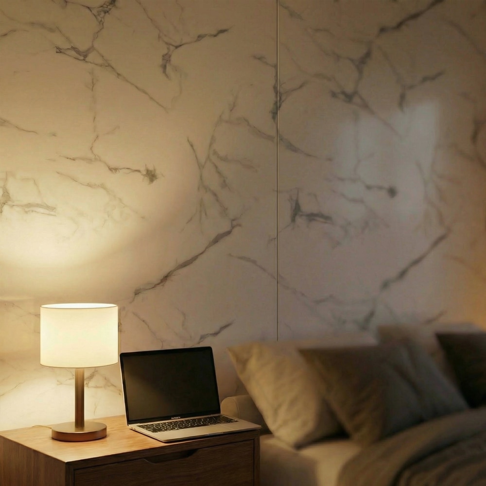 Panou decorativ Marble, WPC, 120 x 278 cm, alb