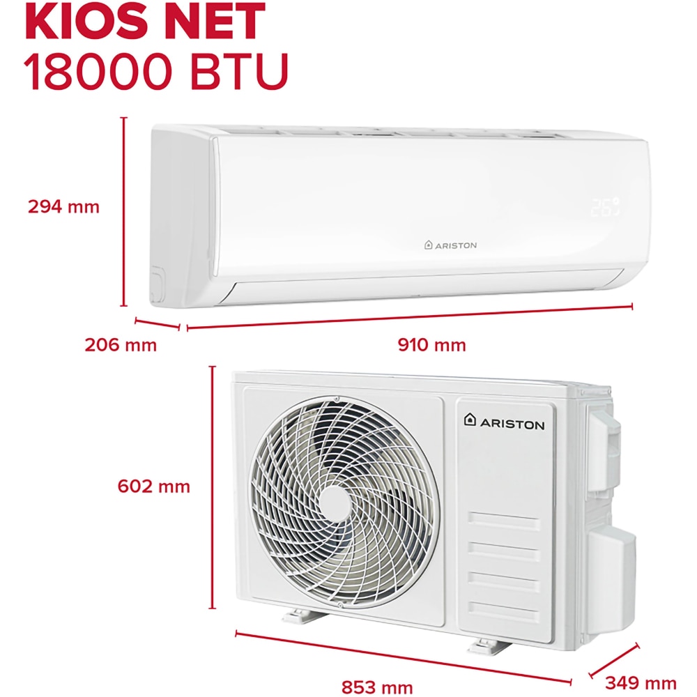 Aer conditionat ARISTON Kios Net 50, 18000BTU, A++/A+, Wi-Fi, Functie Incalzire, Inverter, alb