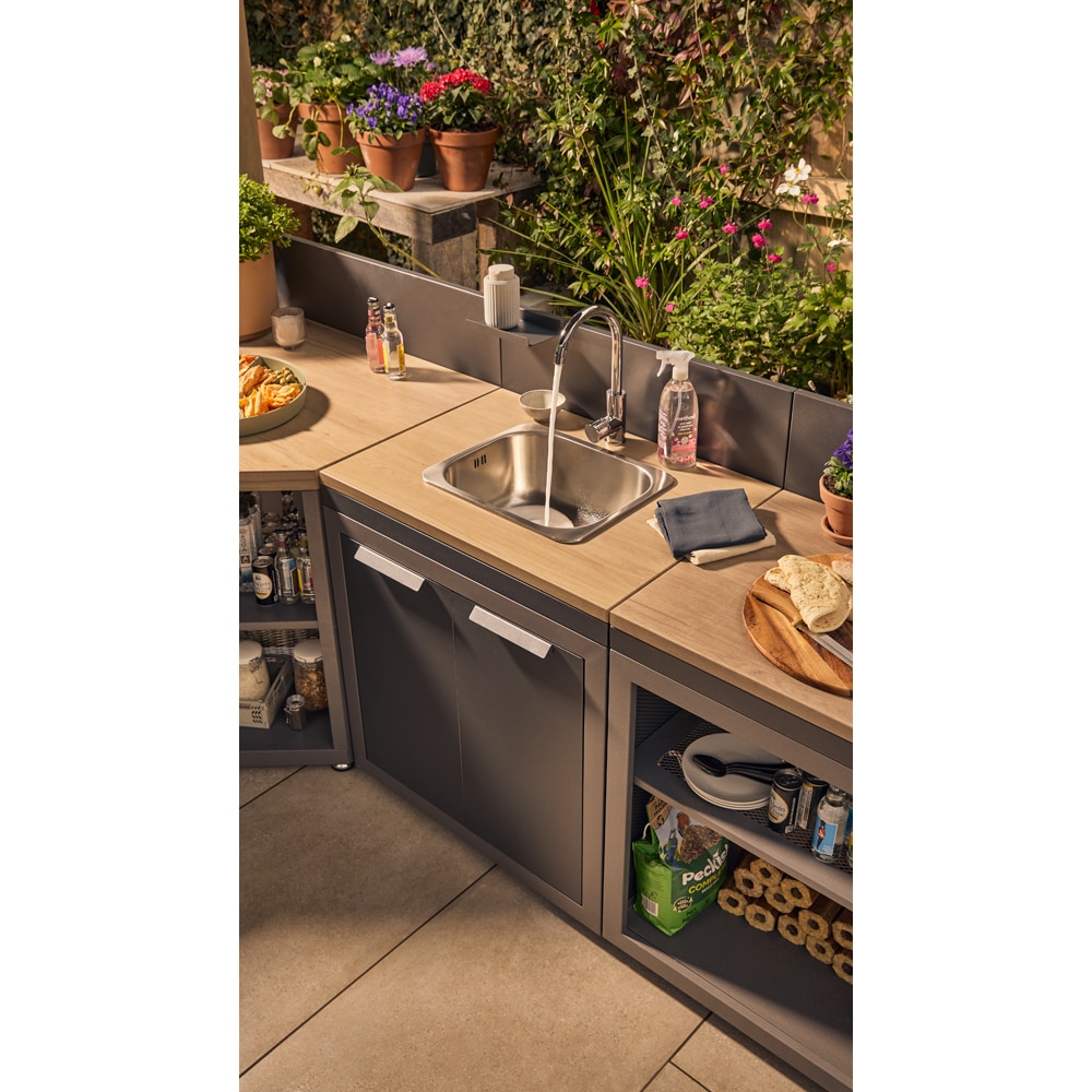 Dulap colt gradina GOODHOME Cucino, otel, 60 x 60 x 110 cm, gri