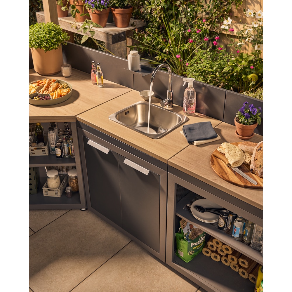 Dulap colt gradina GOODHOME Cucino, otel, 60 x 60 x 110 cm, gri