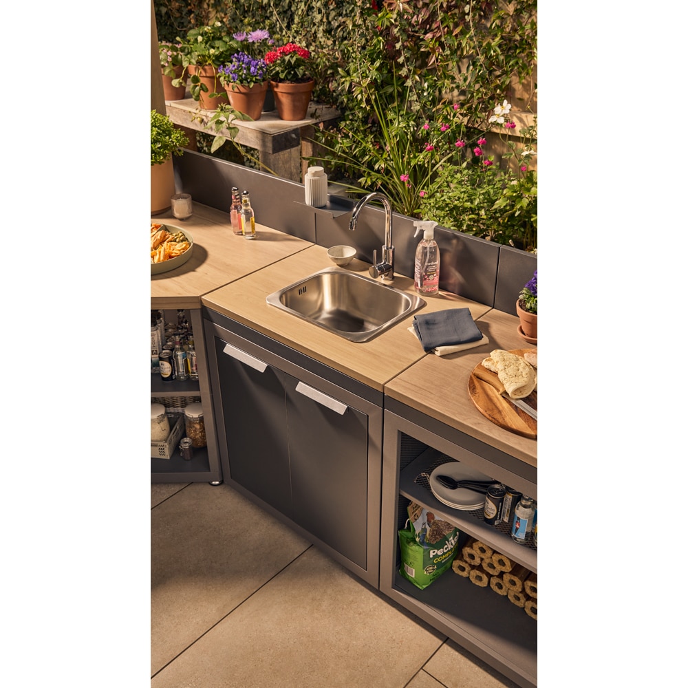 Dulap colt gradina GOODHOME Cucino, otel, 60 x 60 x 110 cm, gri