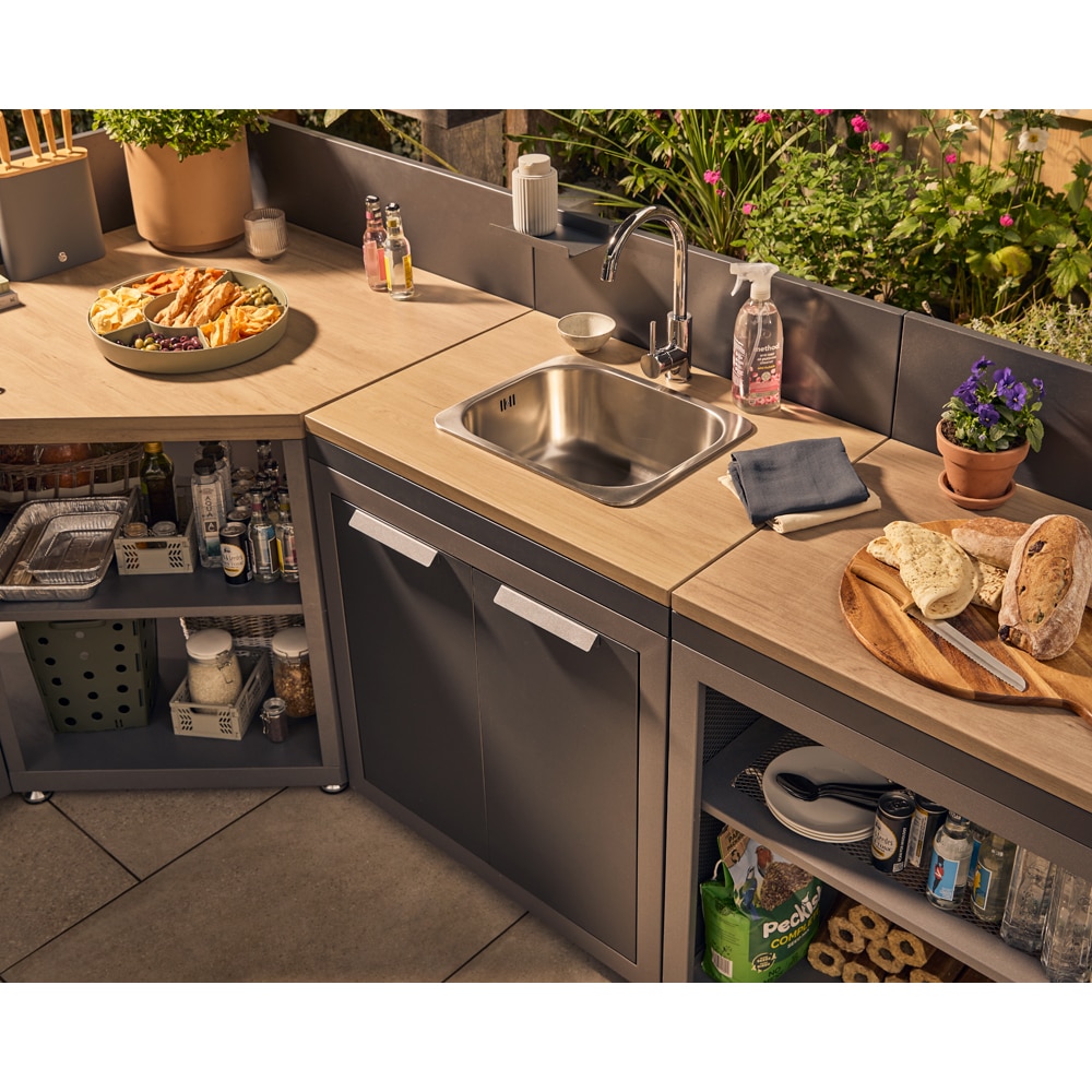 Dulap colt gradina GOODHOME Cucino, otel, 60 x 60 x 110 cm, gri