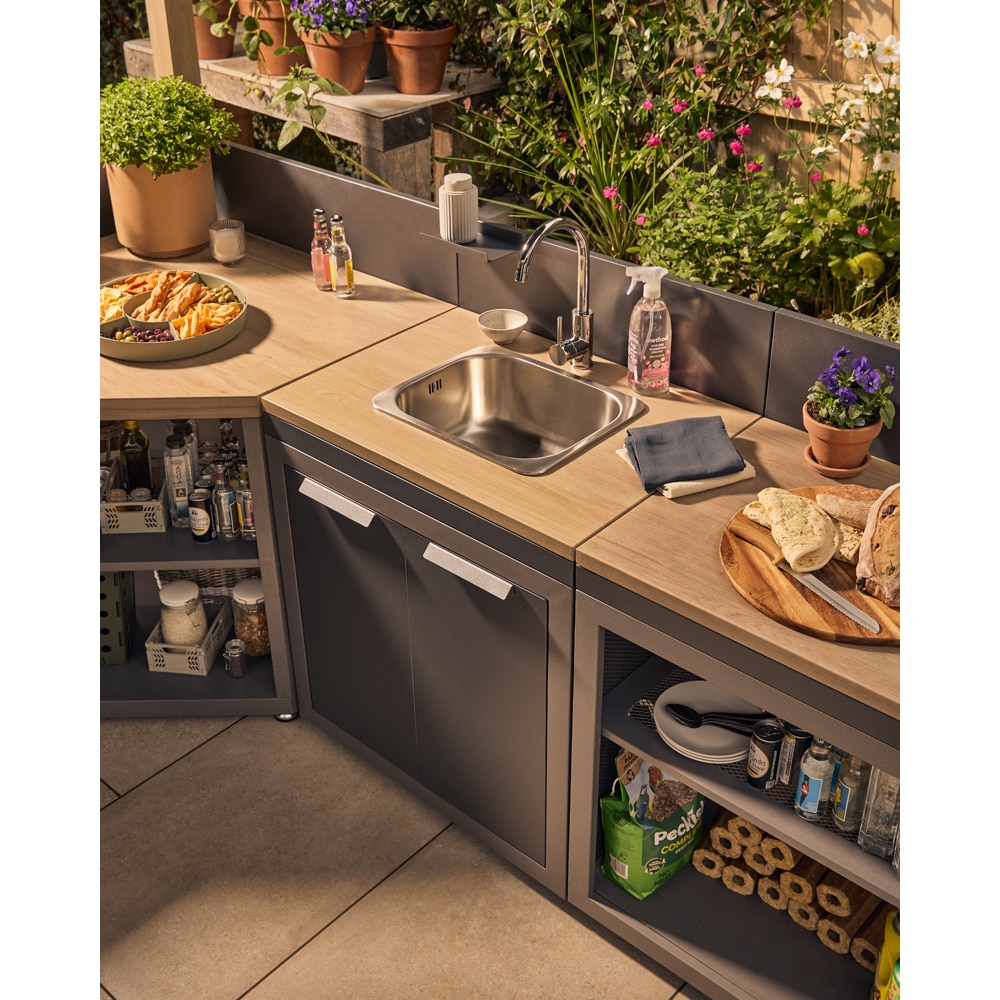 Dulap colt gradina GOODHOME Cucino, otel, 60 x 60 x 110 cm, gri