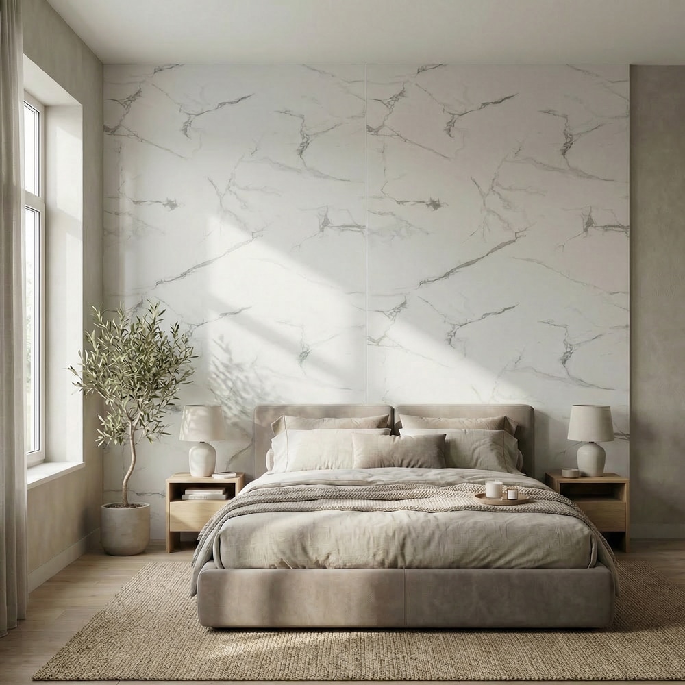 Panou decorativ Marble, WPC, 120 x 278 cm, alb