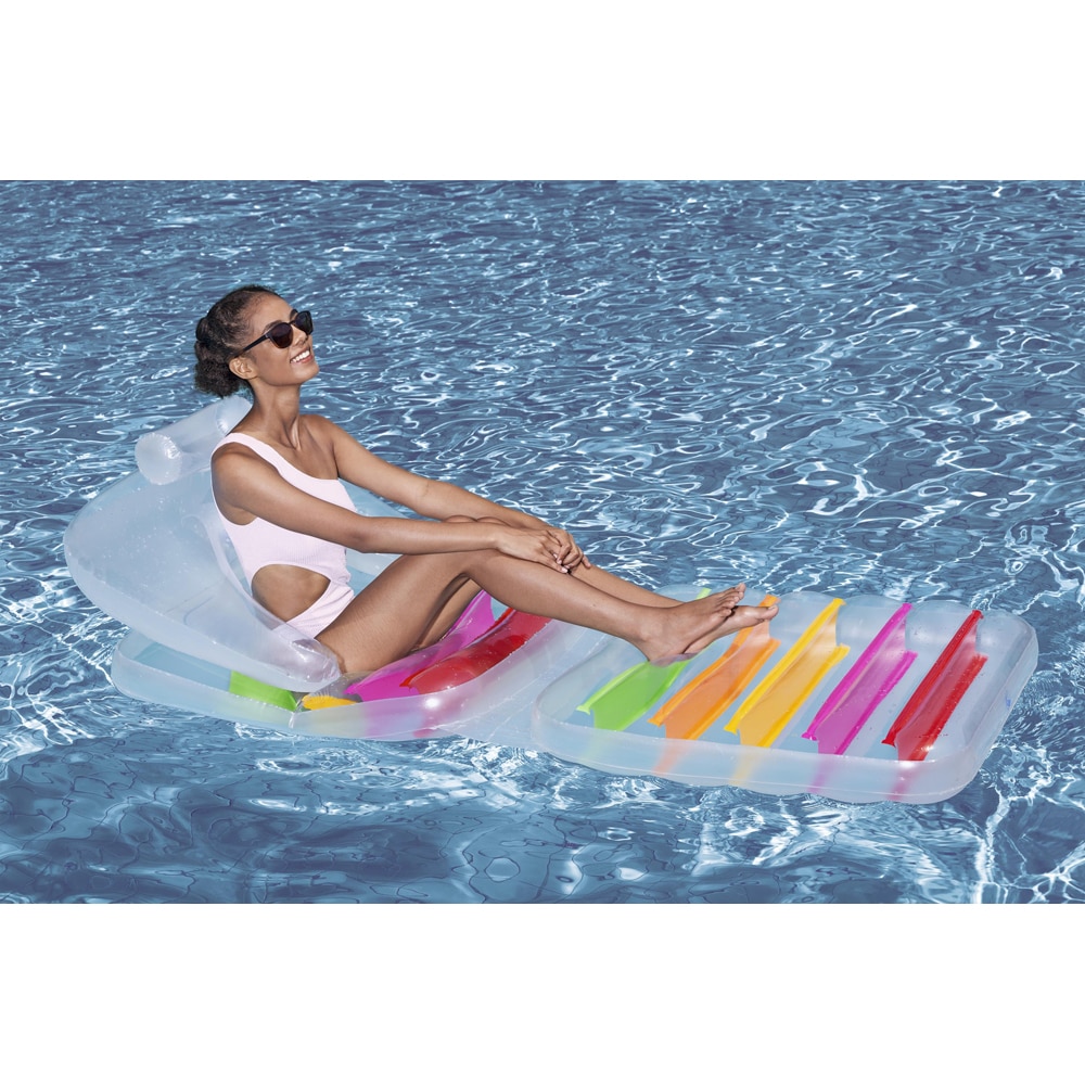 Sezlong gonflabil cu spatar pliabil BESTWAY, 178 x 80 x 49 cm, 1 persoana, capacitate maxima 100 kg, multicolor