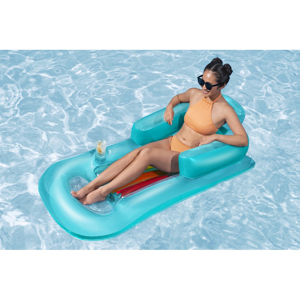 Sezlong gonflabil cu spatar BESTWAY, 150 x 77 x 50 cm, 1 persoana, capacitate maxima 100 kg, multicolor, 1 buc