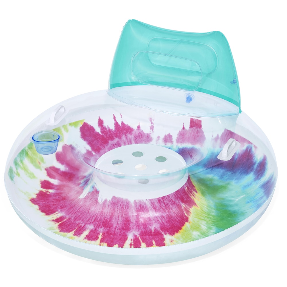 Colac gonflabil cu spatar BESTWAY, 106 x 61 cm, 1 persoana, capacitate maxima 100 kg, model tie dye