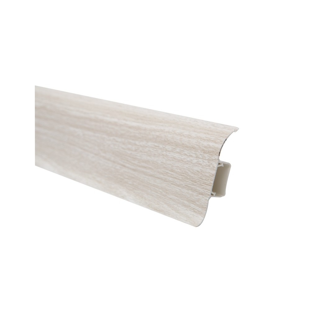 Plinta parchet, PVC, frasin, alb, 2500 x 55 mm • Ideal