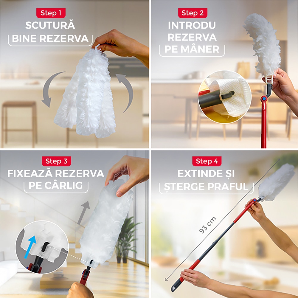 Pamatuf pentru praf VILEDA Flex & Catch, maner lung + 1 rezerva