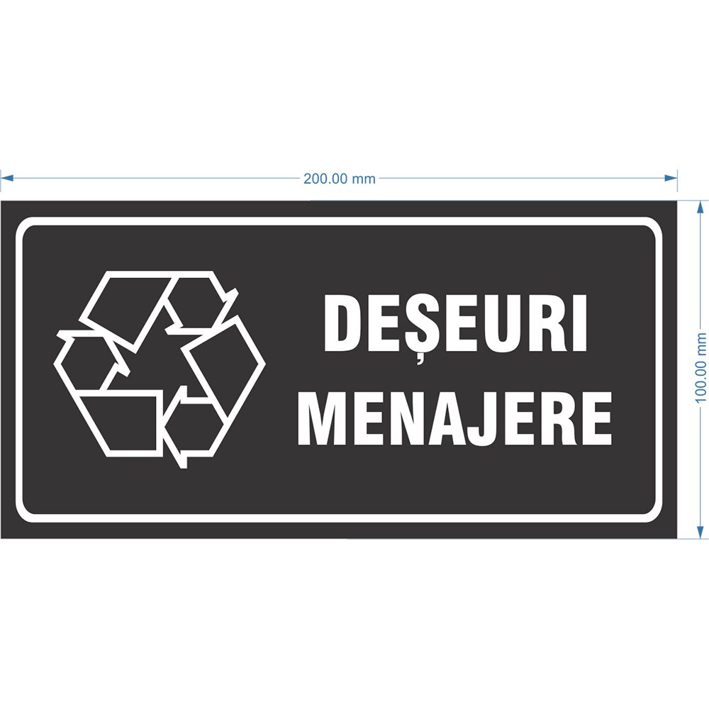 Indicator autocolant "Deseuri Menajere", 20 x 10 cm