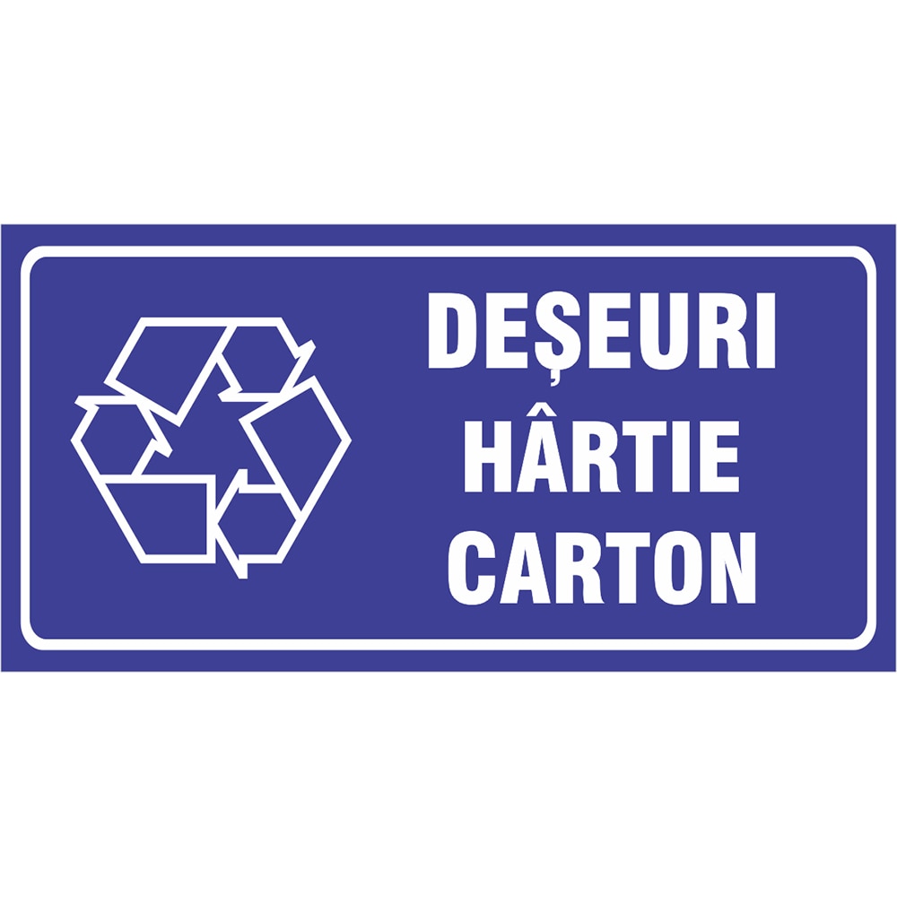 Indicator autocolant "Deseuri Hartie/Carton" Creative Sign, 20 x 10 cm