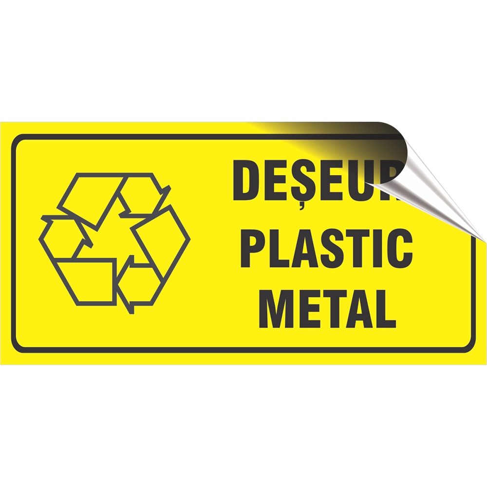 Idicator autocolant "Deseuri Plastic/Metal" Creative Sign, 20 x 10 cm