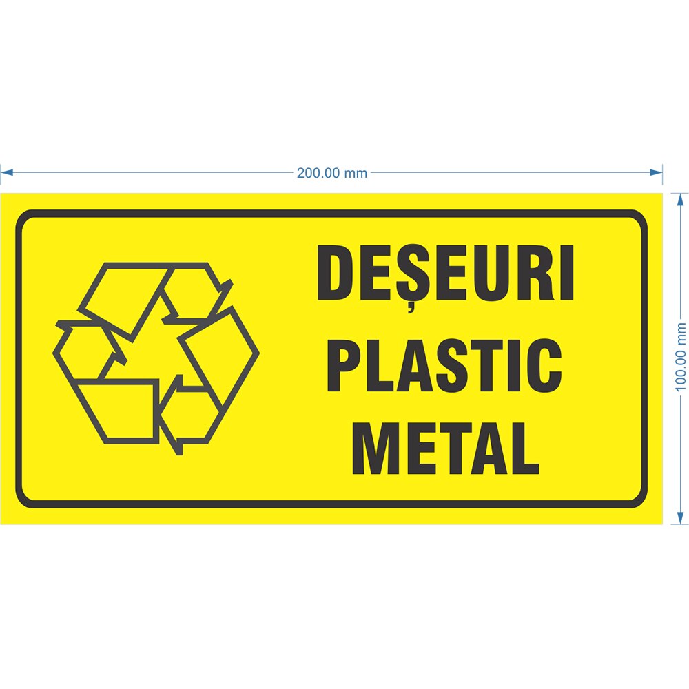 Idicator autocolant "Deseuri Plastic/Metal" Creative Sign, 20 x 10 cm