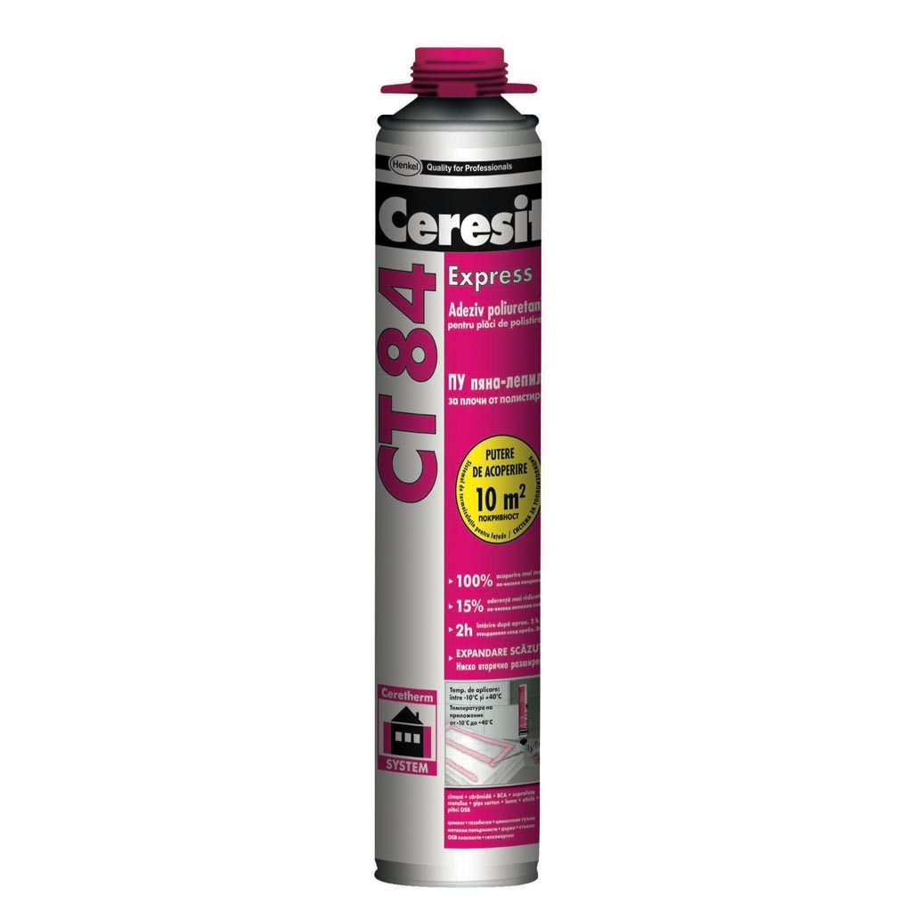 Adeziv pentru polistiren si termoizolatii, transparent, 850 ml •  Ceresit CT84 Express Pro