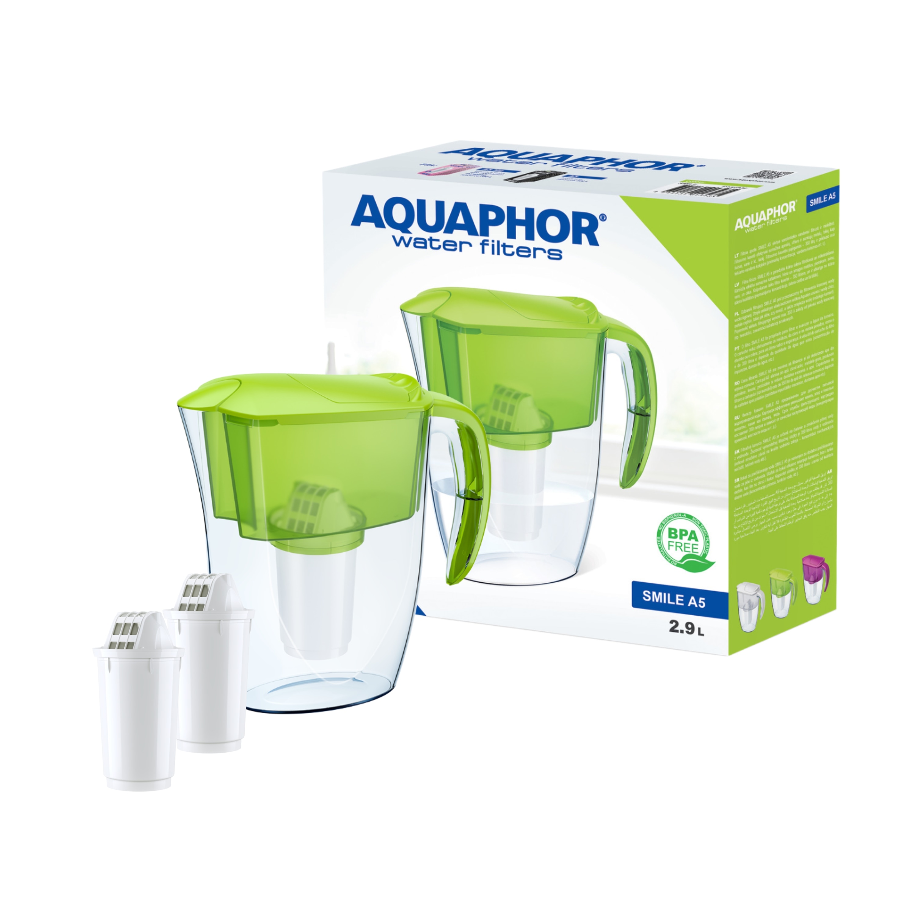 Cana filtranta Smile A5, 2.9 L, 2 cartuse  Aquaphor
