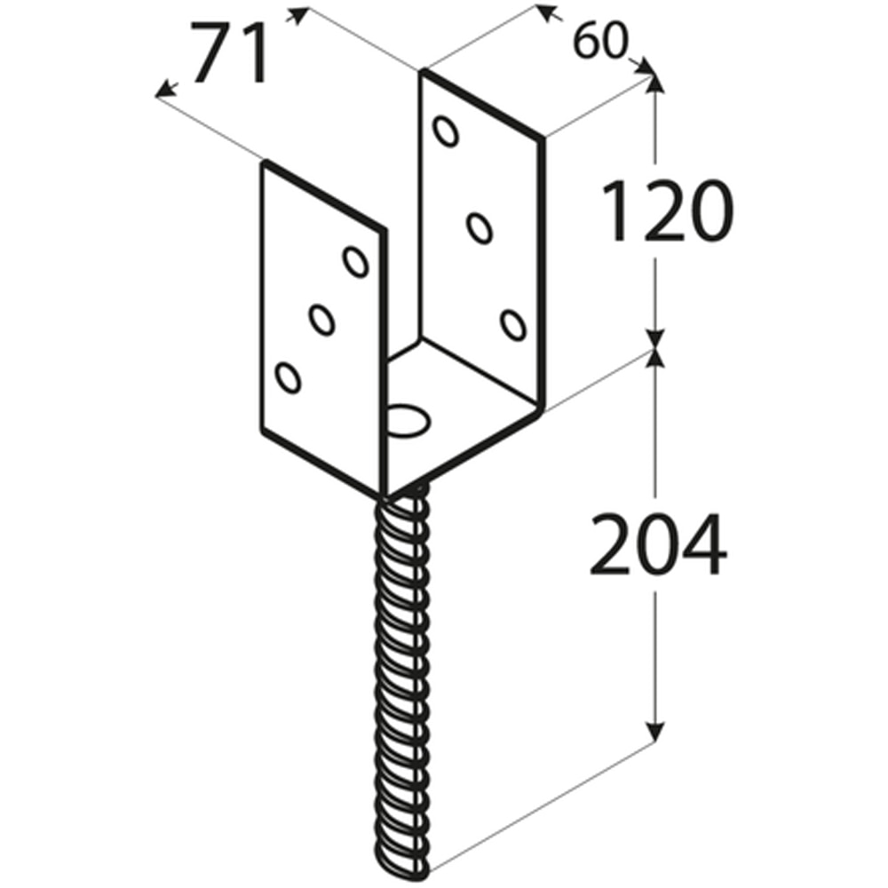 Suport stalp tip U DMX PS70U, 71 x 120, grosime 4 mm, sarcina grea