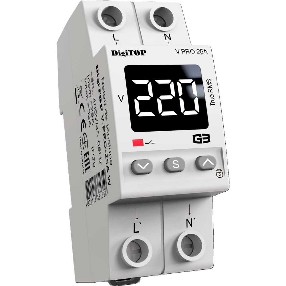 Releu protectie tensiune IEK V-PRO 25A, 25A, IP20, 400V