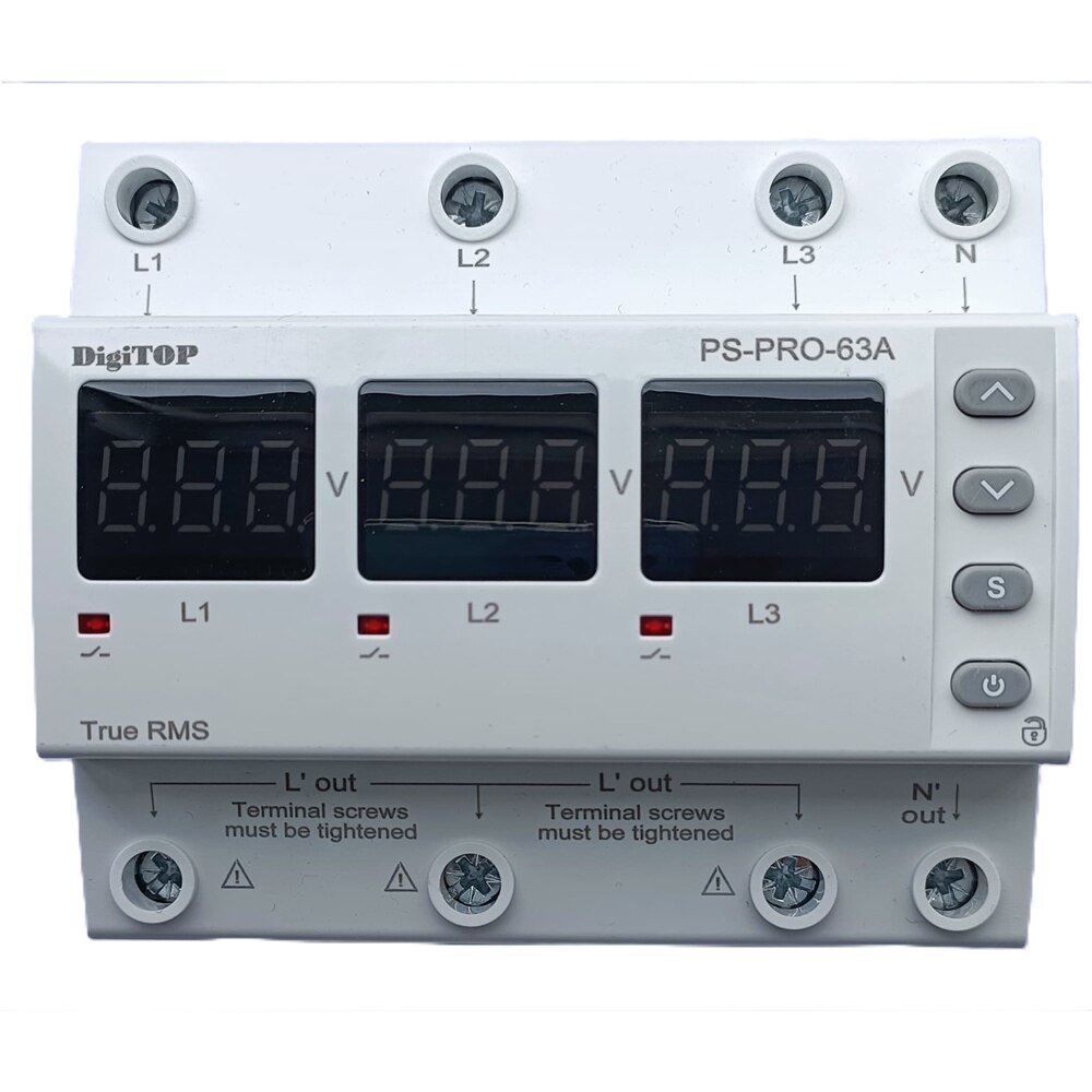 Releu protectie tensiune IEK PS-PRO-63A, 63A, IP20, 400V