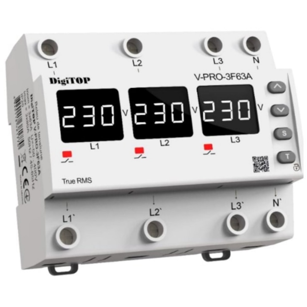 Releu protectie tensiune IEK V-PRO-3F63A, 63A, IP20, 400V