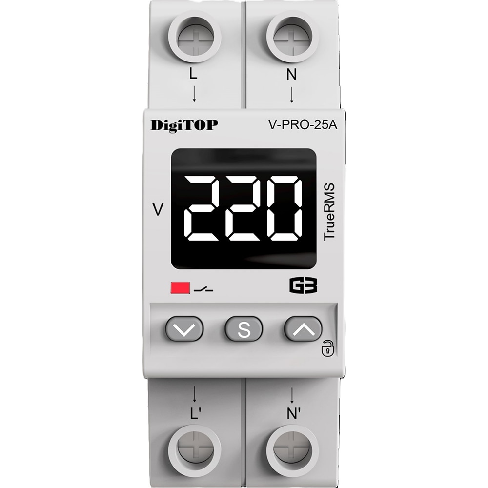 Releu protectie tensiune monofazat DIGITOP V-PRO 16A, 16A, 2P, 230V