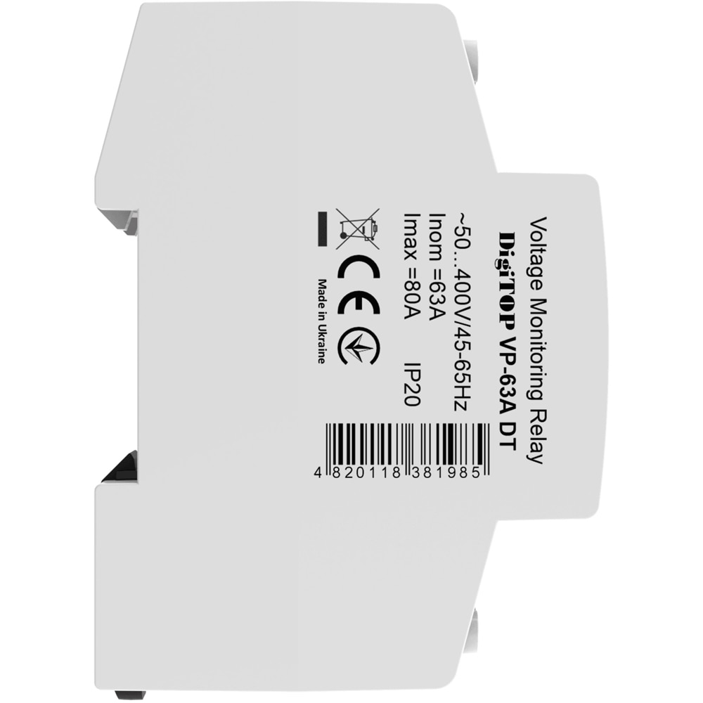 Releu protectie tensiune monofazat DIGITOP VP-63A DT, 63A, 1 secventa, 2P, 230V